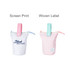 A foldable pencil case with a handle, available in pink and blue colour options, featuring a logo.