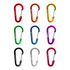 A selection of D Type aluminium alloy carabiner hooks in various colours including red, orange, purple, green, and silver.