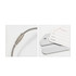 A square brushed aluminium luggage tag set in silver, featuring a durable metal cable and identification cards.