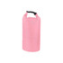 A pink Oxford cloth dry bag with a secure strap and buckle fastening, featuring a textured surface.