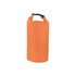 An orange Oxford cloth dry bag with a handle and a strap closure, featuring a textured surface.