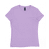A lilac women's essential tee with a round neckline and a logo on the label.