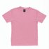 A pink youth core tee featuring a round neck and short sleeves, complete with a brand logo on the label.