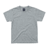 A grey youth essential tee with a crew neck and short sleeves, featuring a label inside the collar.
