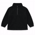 A black polar fleece 1/4 zip pullover with a high collar and elasticated cuffs, featuring a logo.
