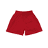 Red youth shorts featuring an elastic waistband and a simple design. The shorts have a logo on one side.