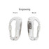 A silver multifunctional carabiner featuring a front and back view, with a logo on one side.