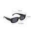 Vintage rectangle sunglasses in black, featuring a sleek design with grey lenses. Dimensions: 14cm x 4cm.