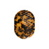 A portable acetate hair comb in tortoiseshell pattern featuring fine and wide teeth and a small circular hole for attachment.