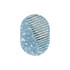A portable acetate hair comb in a blue marbled design featuring a mirror. The comb has a smooth, curved shape.
