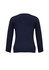 A navy women's 2-way zip cardigan with three-quarter sleeves and a fitted design. It features a logo.