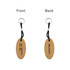 Oval cork keyring featuring a looped string attachment, with one side displaying a logo and the other plain.