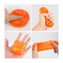 A colourful squishy stress relief cube in vibrant orange, featuring various shapes and textures. 