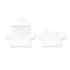 Two white plush toy outfits, including a hooded top and a short-sleeved top, both featuring a simple design.