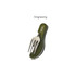 A green camping cutlery set featuring a stainless steel fork with a compact design. Includes branding.