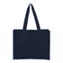 A navy canvas bag with two handles and a simple design. The bag includes a logo on one side.
