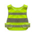 A gourd-shaped hi-vis reflective safety vest in bright yellow, featuring reflective strips and adjustable straps.