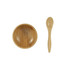 A bamboo facial mask bowl set featuring a round bowl and a matching spoon, both in natural bamboo colour.