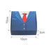 A custom flip-top gift box in blue, featuring a suit design with a red tie and buttons, measuring 10cm x 10cm x 3cm.