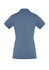 A women's short sleeve polo shirt in a soft blue colour with a simple design and a collar. It has a logo.