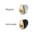 Two NFC doming epoxy stickers in circular shape: one with a silver finish and the other in black, featuring adhesive backing.