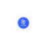 A circular blue sticker featuring a logo and text at the bottom, set against a white background.