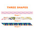 Three patterned ribbons in various designs, showcasing floral and fruit motifs in pink, cream, and blue colours.