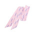 A pink chiffon narrow scarf with a floral design and the word "Blessing" printed throughout.