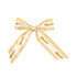 A satin narrow scarf in a yellow and white gingham pattern, tied in a bow, featuring a brand logo.