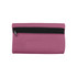 A small pink neoprene pencil pouch with a black zipper, featuring a simple design and a branding logo.