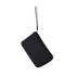 A black neoprene cosmetic bag with a handle and a zipper closure, featuring a simple design.