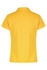 A yellow polo shirt with a collared neck and short sleeves, featuring a logo on the front.