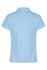 A light blue polo shirt with a short sleeve and a classic collar, featuring a branded logo.