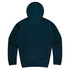 A navy blue hoodie featuring a hood and a minimalist design, with a visible logo on the back.