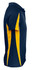Navy blue polo shirt featuring yellow side panels and a collar, with a logo on the front.