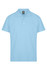 A light blue polo shirt with a collar and three buttons, featuring a logo on the label.