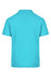A turquoise polo shirt featuring a classic collar and short sleeves, showcases a clean, simple back design.