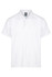 A white polo shirt with a collar and three-button placket, featuring an embroidered logo.