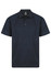 A navy blue polo shirt with a collar and buttons, featuring a logo on the front.
