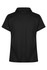 A black polo shirt with a collar and short sleeves. The back features a smooth design and a logo.