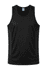 A black men's singlet featuring a sleek design and side panels, with a logo on the upper section.