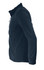 A soft shell jacket in navy blue, featuring a zippered pocket and a sleek design. It has a logo on it.