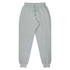 Tapered fleece kids' pants in light grey, featuring an elastic waistband and cuffs, with a small logo.