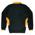 A green and yellow tracktop with a collared neck and long sleeves, featuring side panels in yellow.