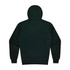 A dark green hoodie featuring a kangaroo pocket and a hood, with a plain back view.
