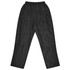 Black track pants with an elasticised waistband and a smooth finish, featuring a logo on the lower side.