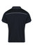 A navy blue polo shirt with contrasting white detailing, featuring a classic collar and short sleeves.