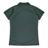 A dark green women's polo shirt with a classic collar and short sleeves. The back features a logo.