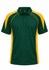 A green polo shirt with yellow accents and a logo on the chest. Ideal for casual or sporty wear.