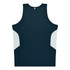 A dark green singlet with white side panels, featuring a simple design and a small logo on the back.